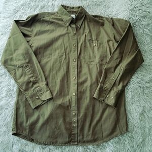 NEW Boeing Aviation Long Sleeve Button Up Dress Shirt Workwear Green Cotton M